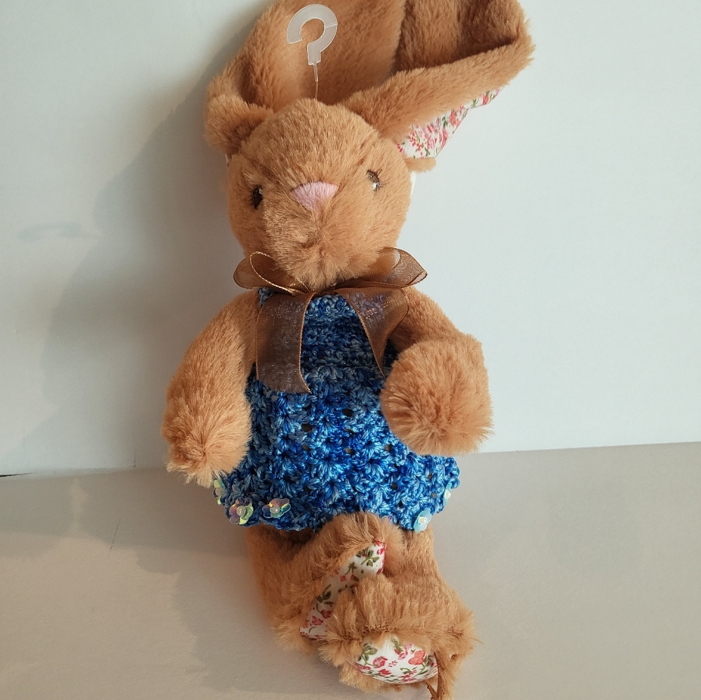 Plush Bunny with Homemade Crochet Dress